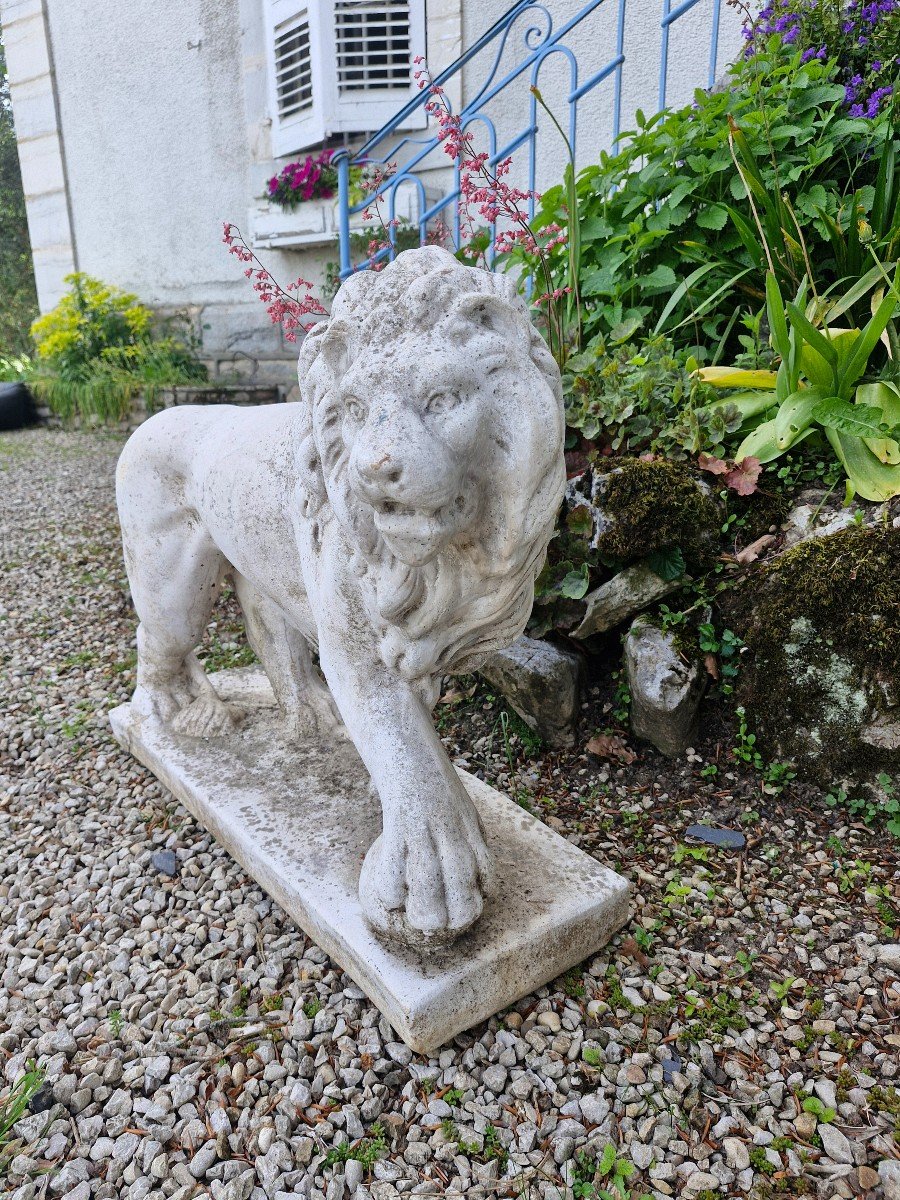 Paire De Lion De Jardin En Pierre, Décoration Jardin-photo-4