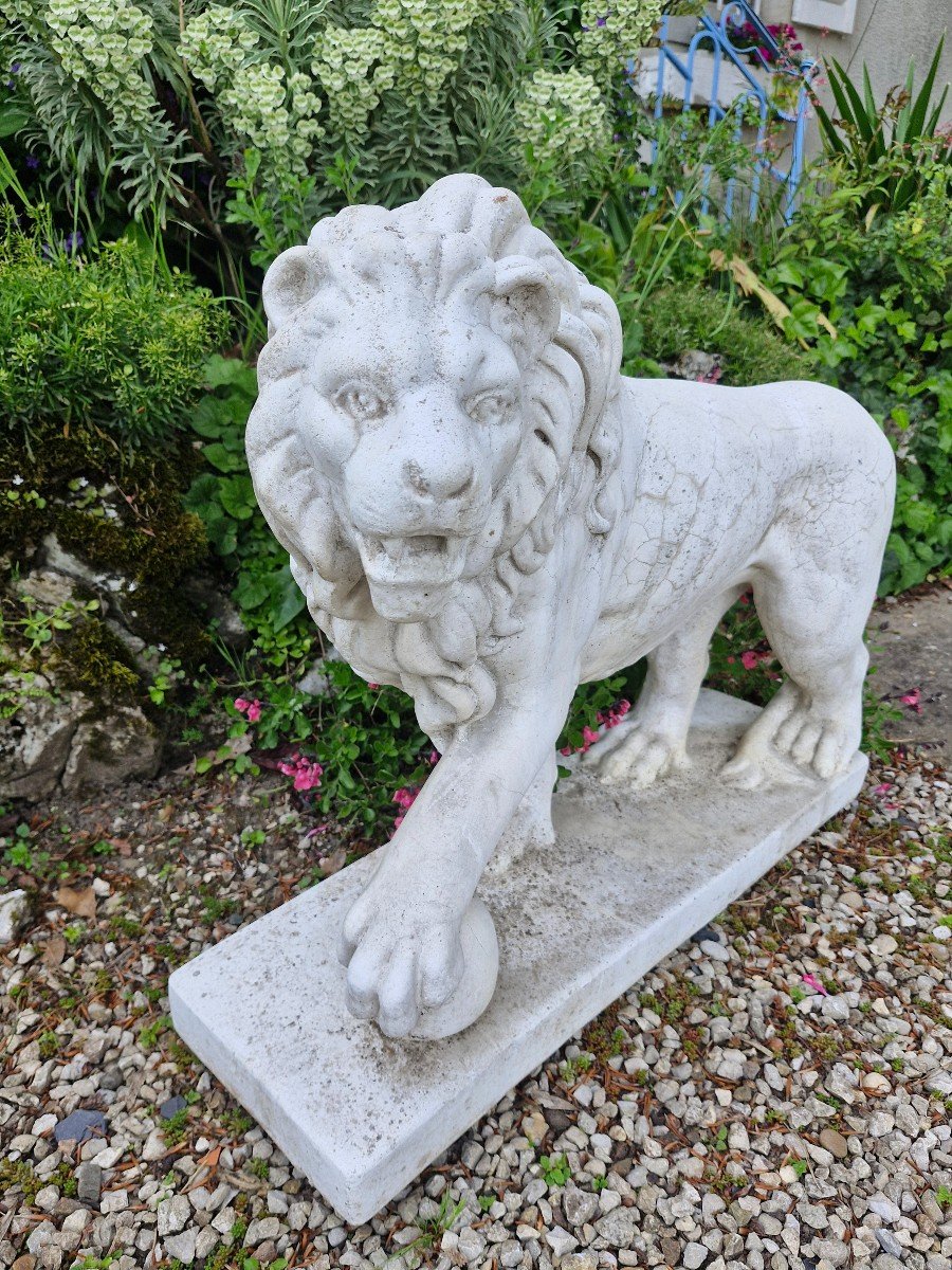 Paire De Lion De Jardin En Pierre, Décoration Jardin-photo-1