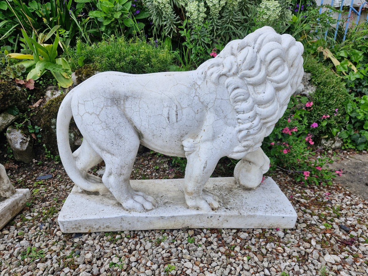 Paire De Lion De Jardin En Pierre, Décoration Jardin-photo-3