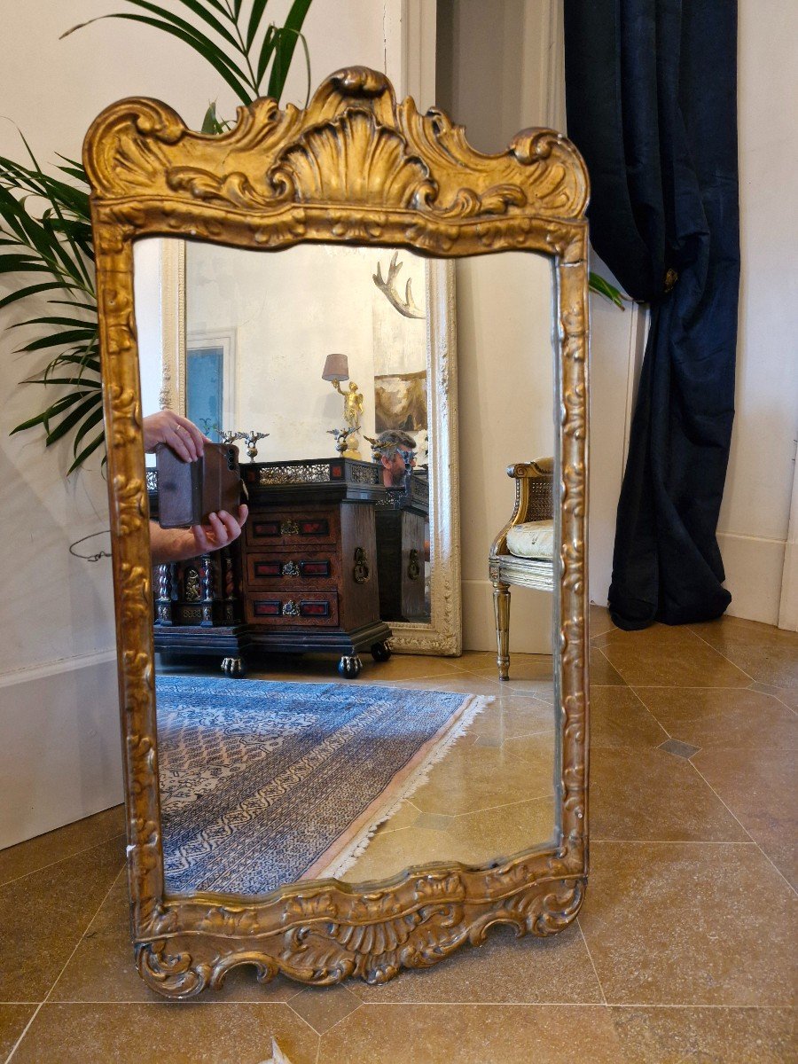 Antique Mirror In Golden Wood -photo-2