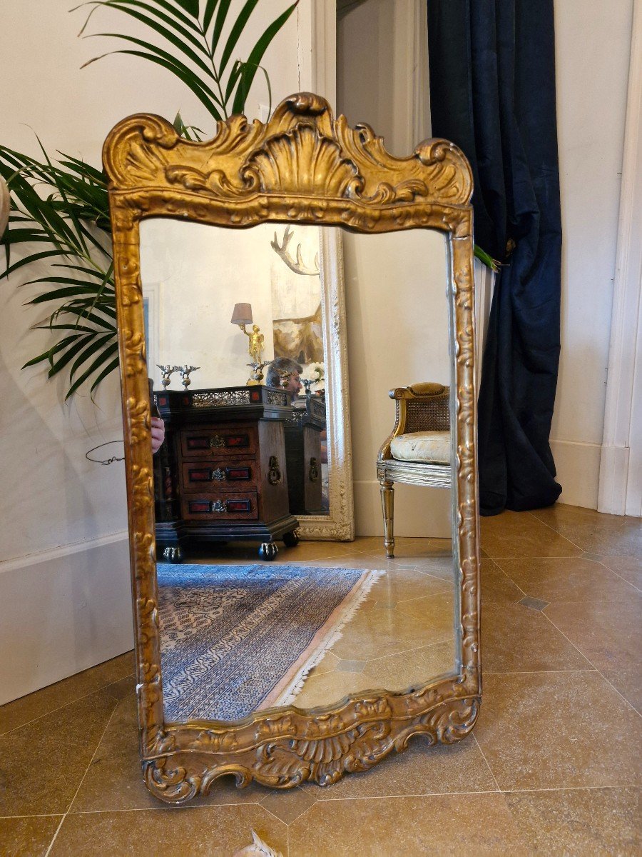 Antique Mirror In Golden Wood 