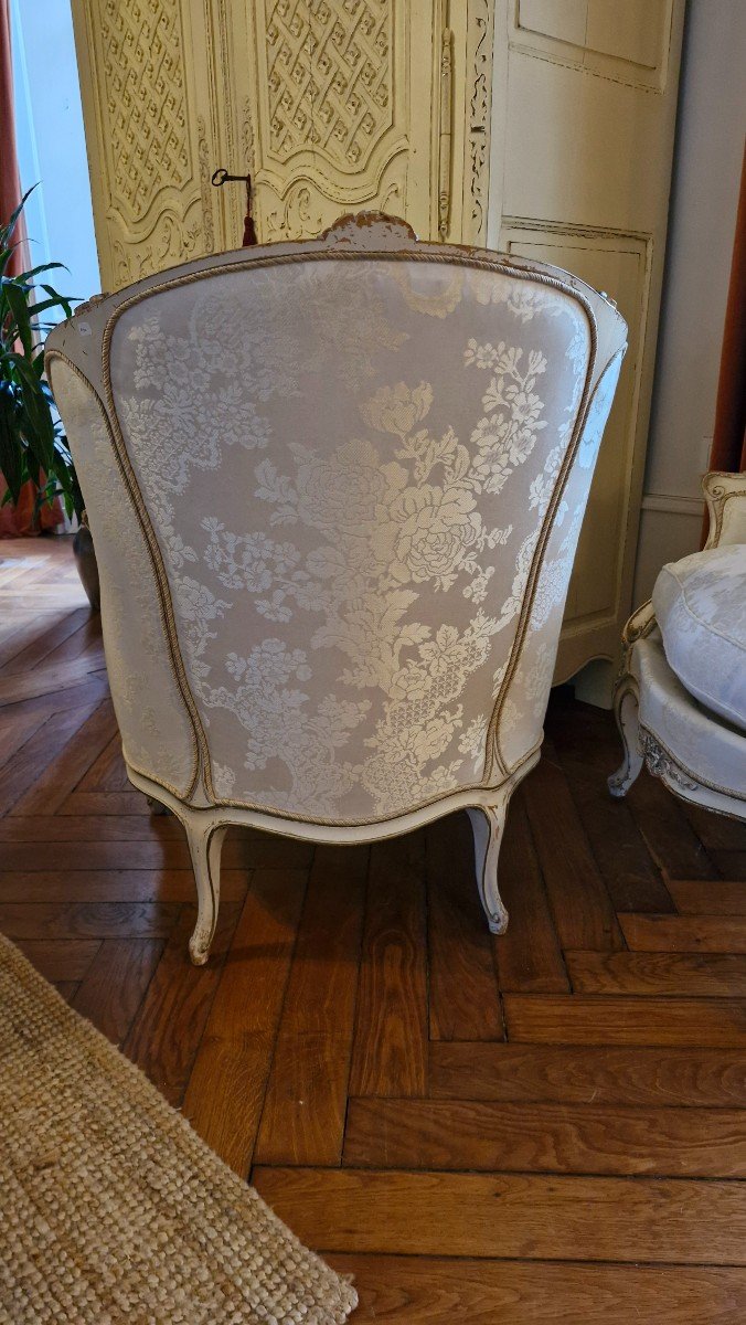 Paire De Fauteuils Style Louis XV, En Bois Peint-photo-6