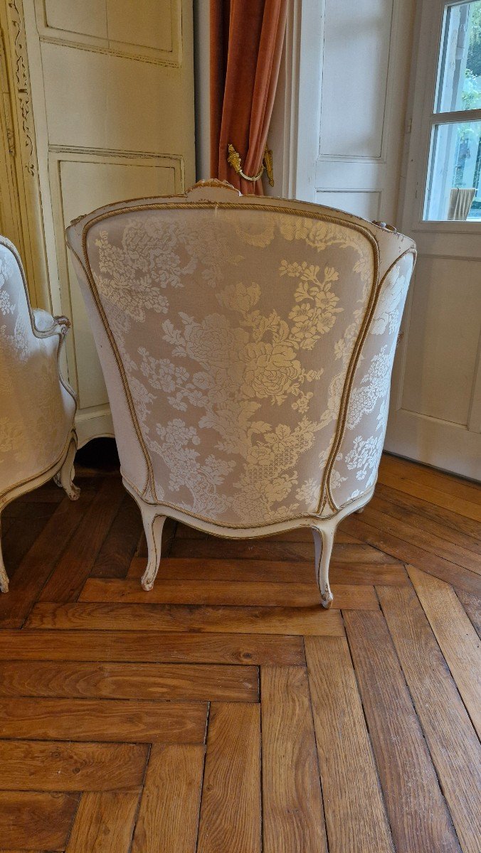 Paire De Fauteuils Style Louis XV, En Bois Peint-photo-7