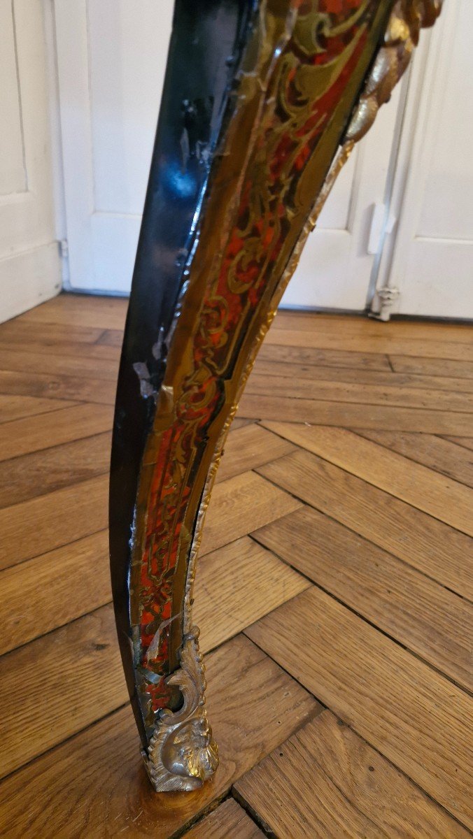 Middle Table In Boulle Marquetry, Superb Bronze-photo-1