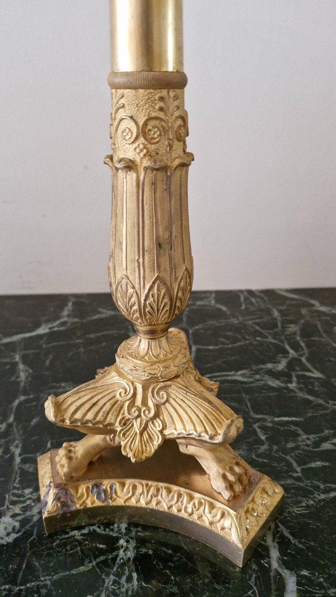 Pair Of Candelabra In Gilt Bronze, Restoration Period-photo-2