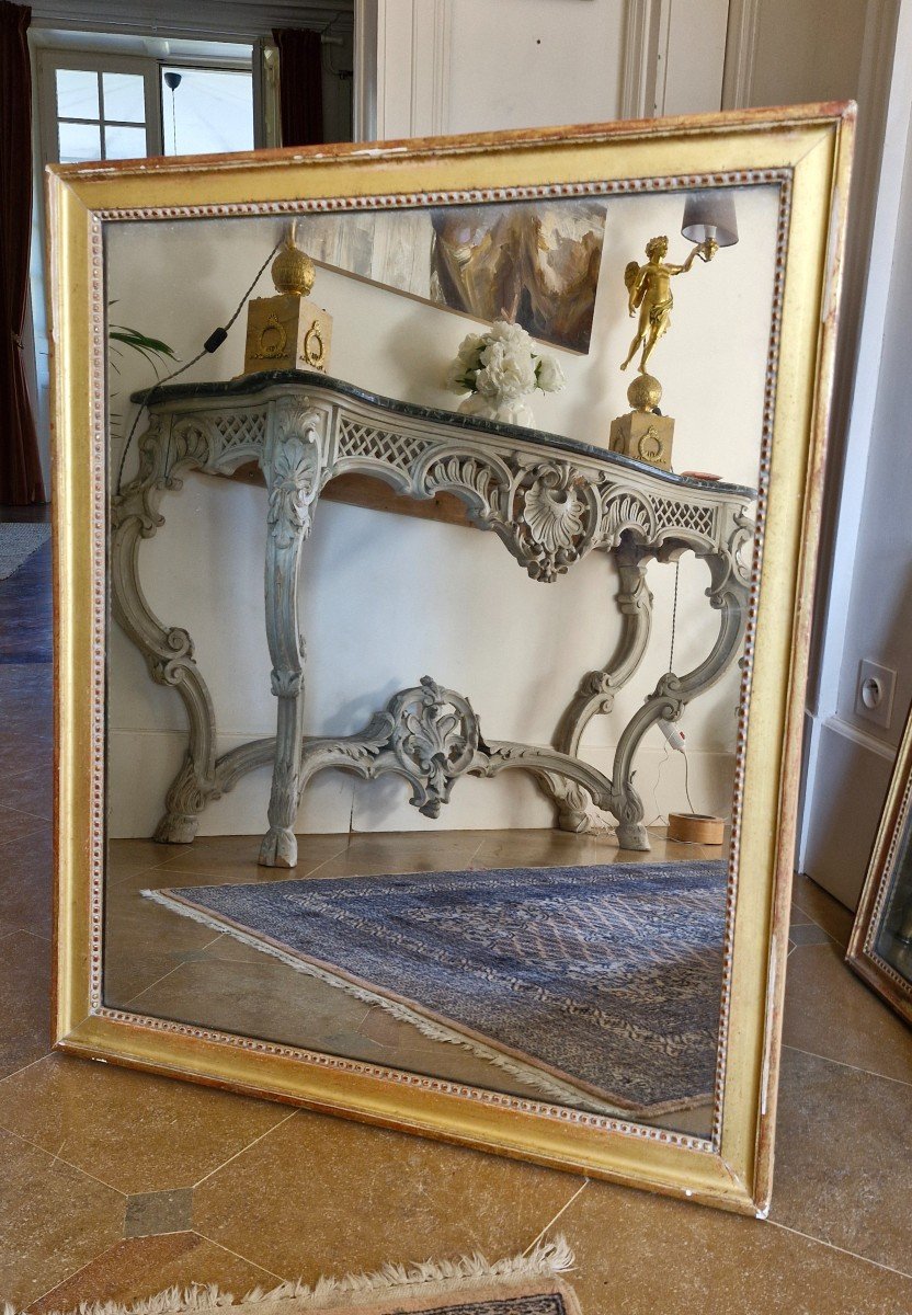 Grand Miroir En Bois Doré époque Louis XVI 