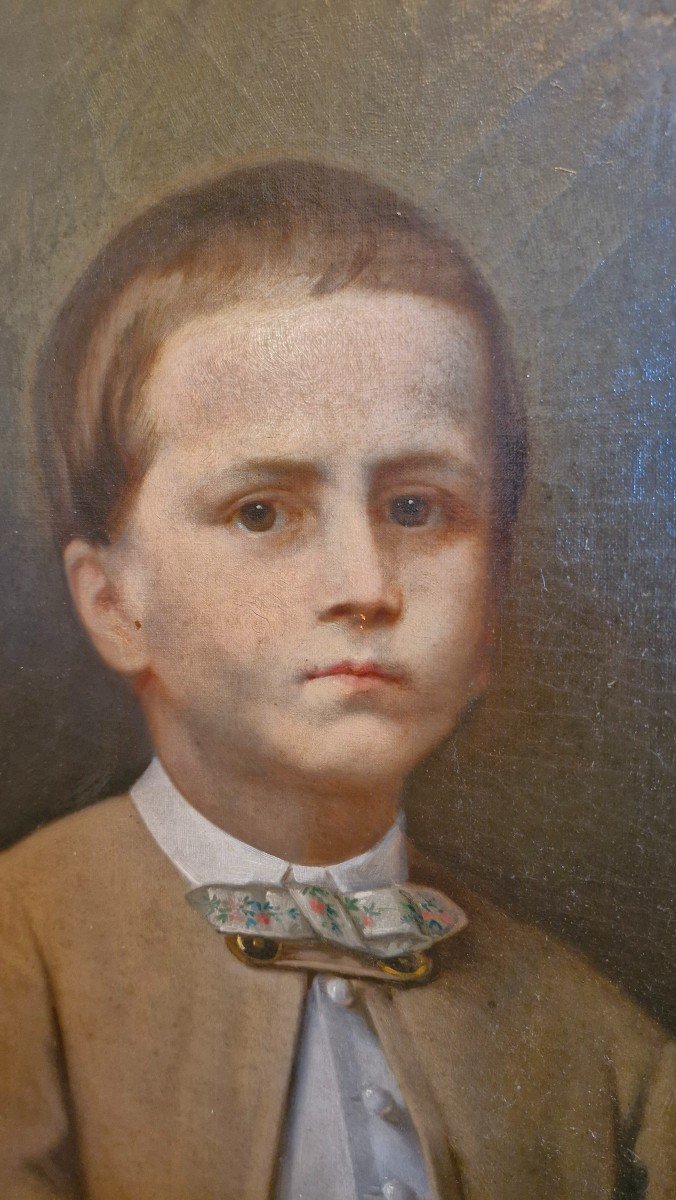 Portrait Of Boy Oil On Canvas, Painting -photo-3