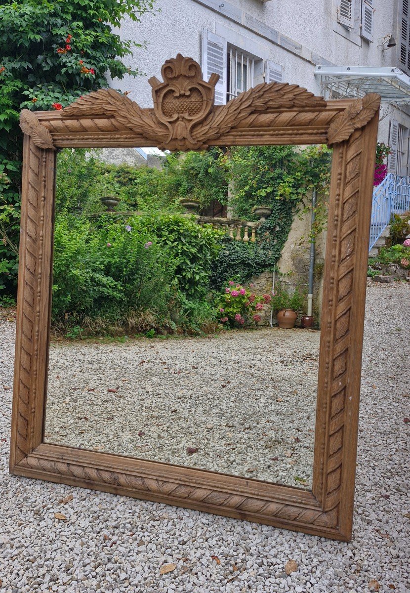 Sandblasted Carved Wood Mirror 