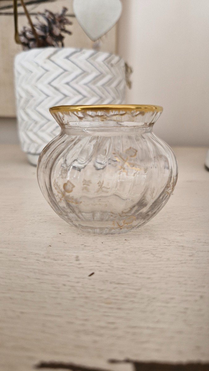 Etched Glass Vase Signed Daum Nancy-photo-2