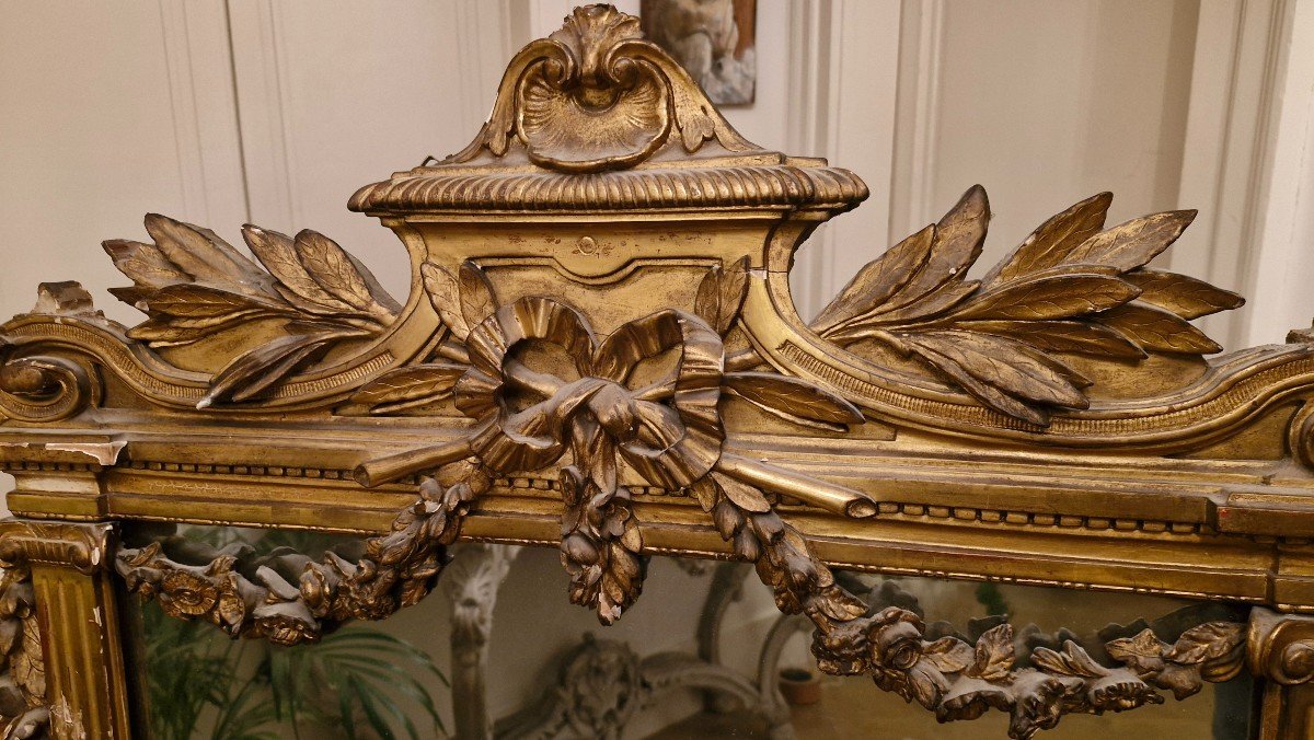 Louis XVI Period Gilded Wood Mirror -photo-2