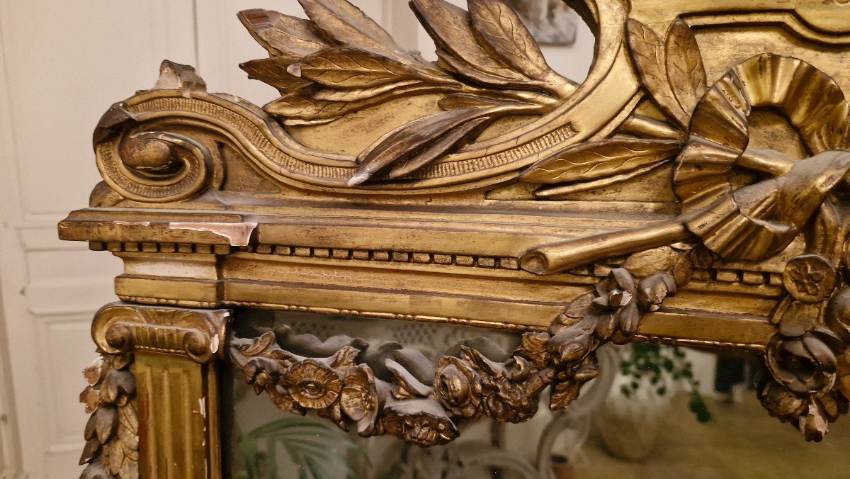 Louis XVI Period Gilded Wood Mirror -photo-4