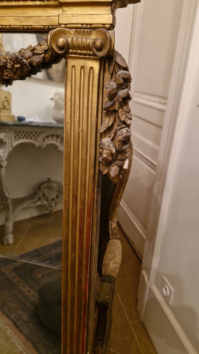 Louis XVI Period Gilded Wood Mirror -photo-1