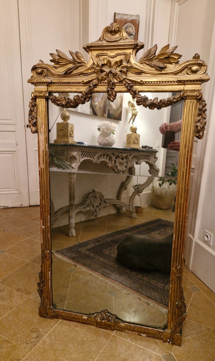 Louis XVI Period Gilded Wood Mirror 