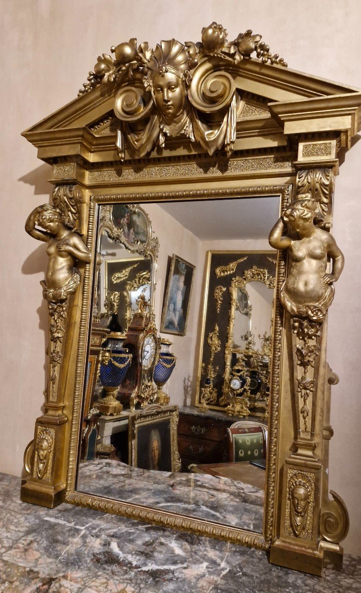 Gilded Wooden Mirror From The Napoleon III Period 