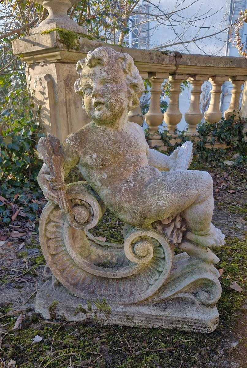 Angelot En Pierre Reconstituée, Jardin