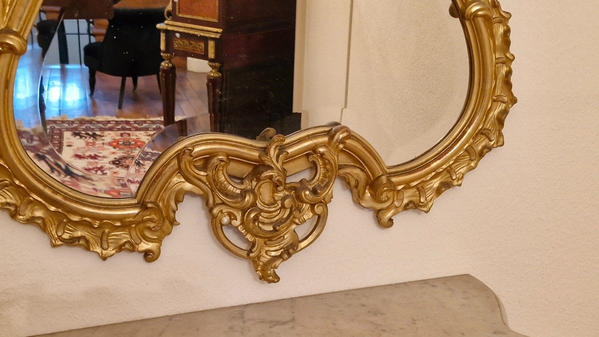 Louis XV Style Gilded Wood Console And Mirror -photo-1