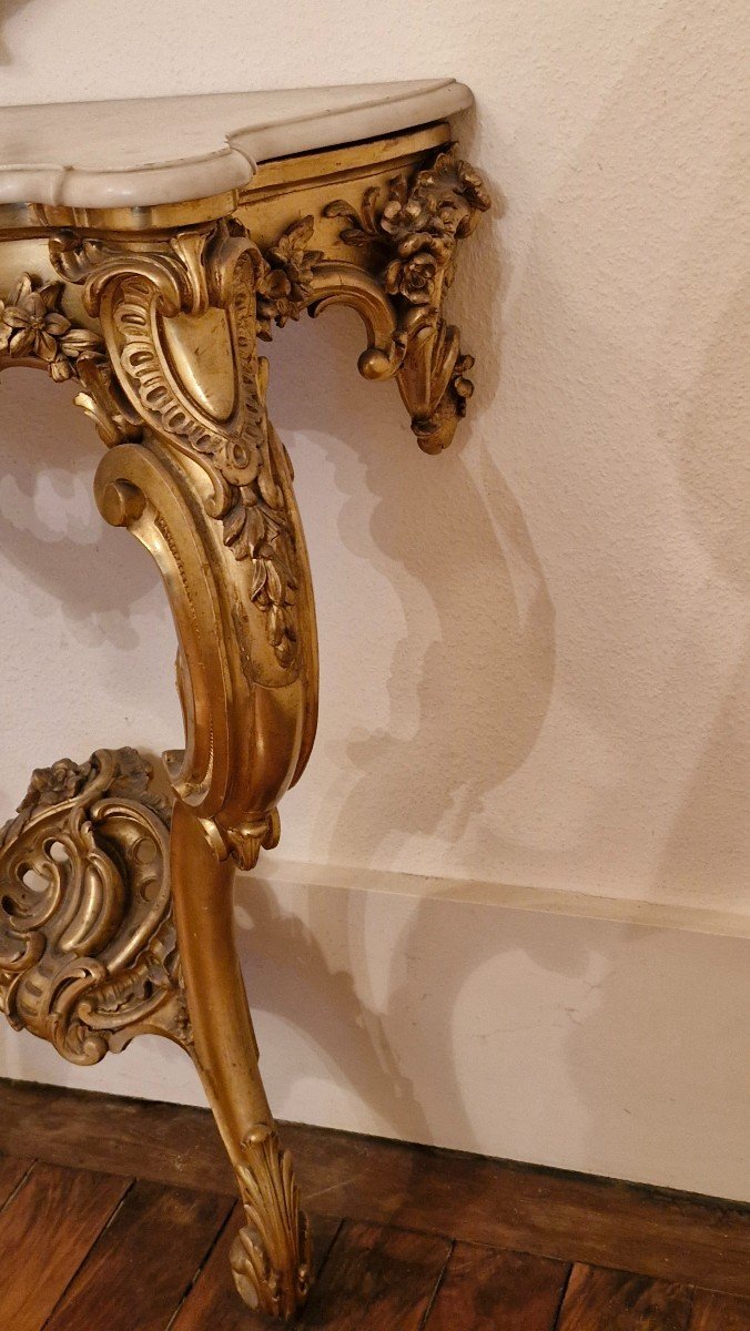 Louis XV Style Gilded Wood Console And Mirror -photo-4