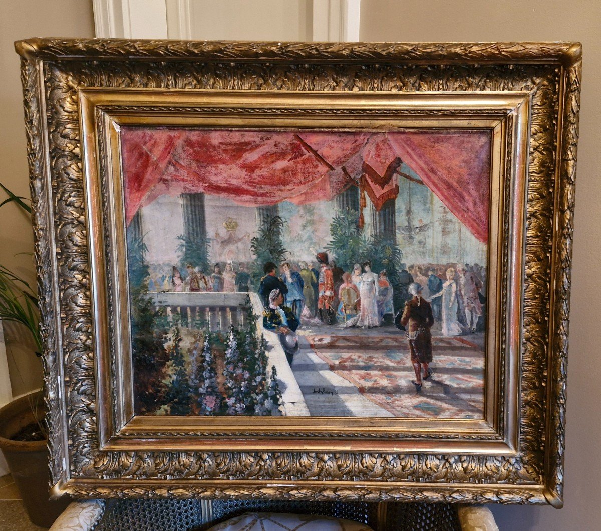 Oil On Canvas Framed, Bourgeois Scene