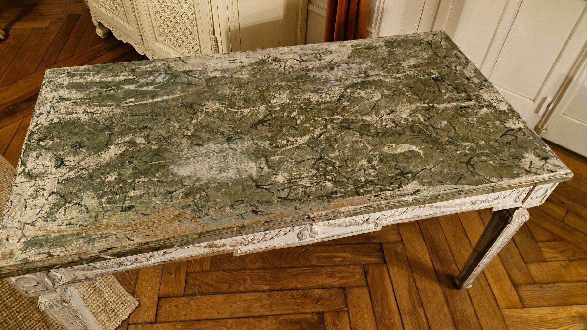 Louis XVI Style Patinated Wood Center Table -photo-4