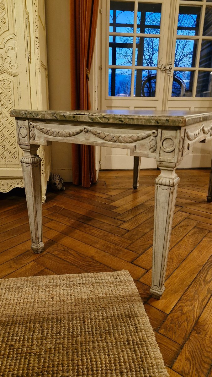 Table De Milieu En Bois Patiné Style Louis XVI -photo-4