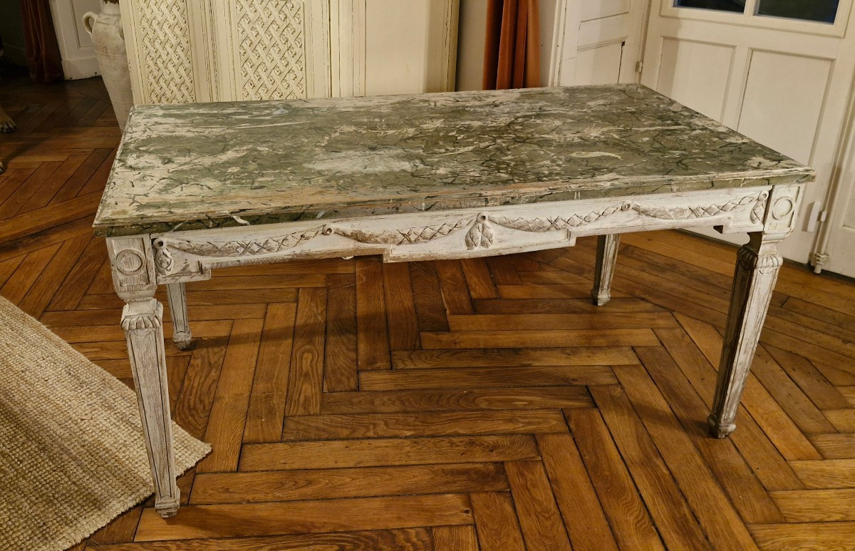 Louis XVI Style Patinated Wood Center Table 