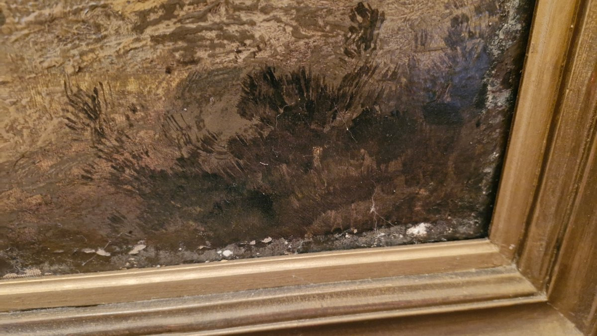 Peinture Huile Sur Toile Troupeaux De Moutons-photo-2
