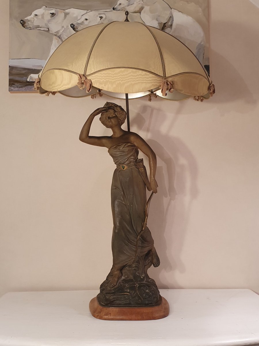 Emile Grégoire, Large Terracotta Lamp