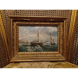 Huile Sur Toile Marine XIX ème S 