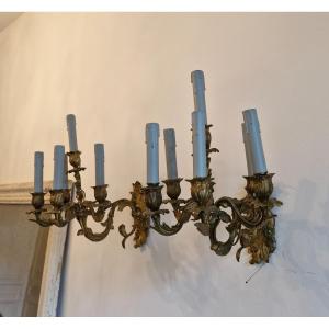 Pair Of Louis XV Style Bronze Wall Lamps 