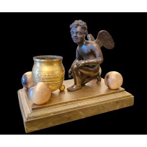 Empire Cherub Bronze Inkwell