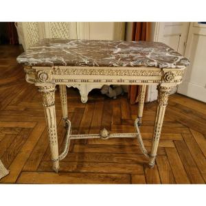 Louis XVI Patinated Carved Wood Center Table 