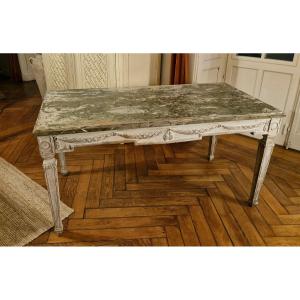 Louis XVI Style Patinated Wood Center Table 