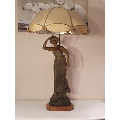 Emile Grégoire, Large Terracotta Lamp
