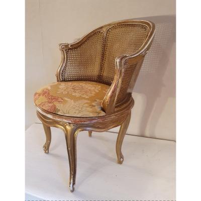 Fauteuil De Bureau En Bois Doré Napoléon III 