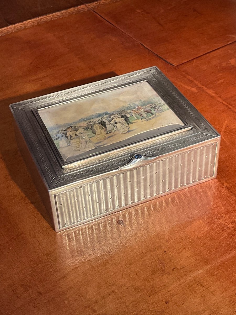 Silver Risler And Square Box. Watercolor By Gerald Laffite.-photo-3