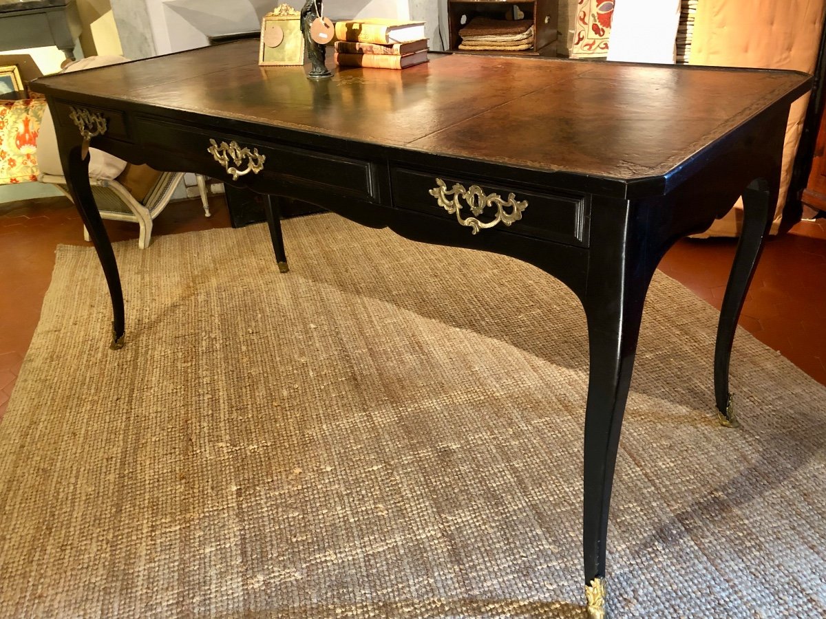 Regency Style Black Lacquered Flat Desk.