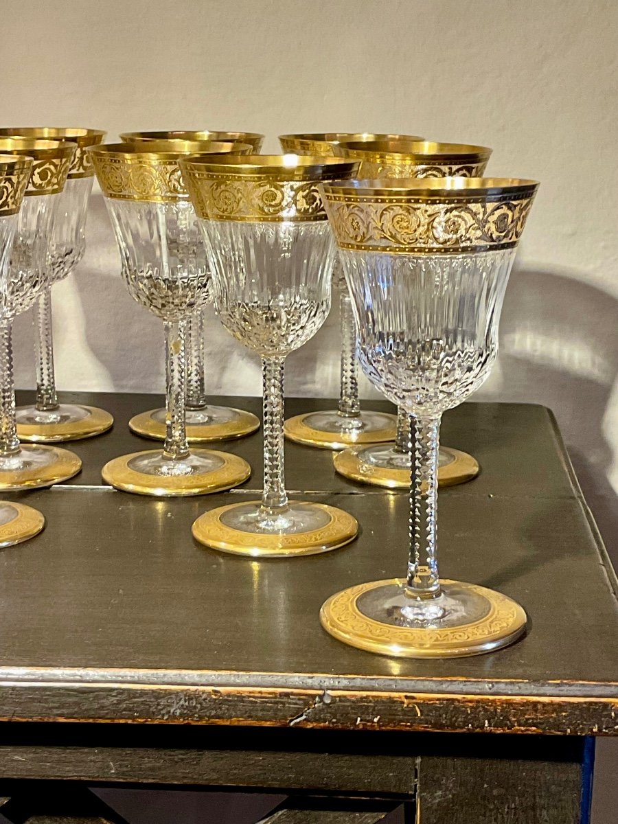 . Thistle Or. Saint Louis. 12 White Wine Glasses.-photo-2