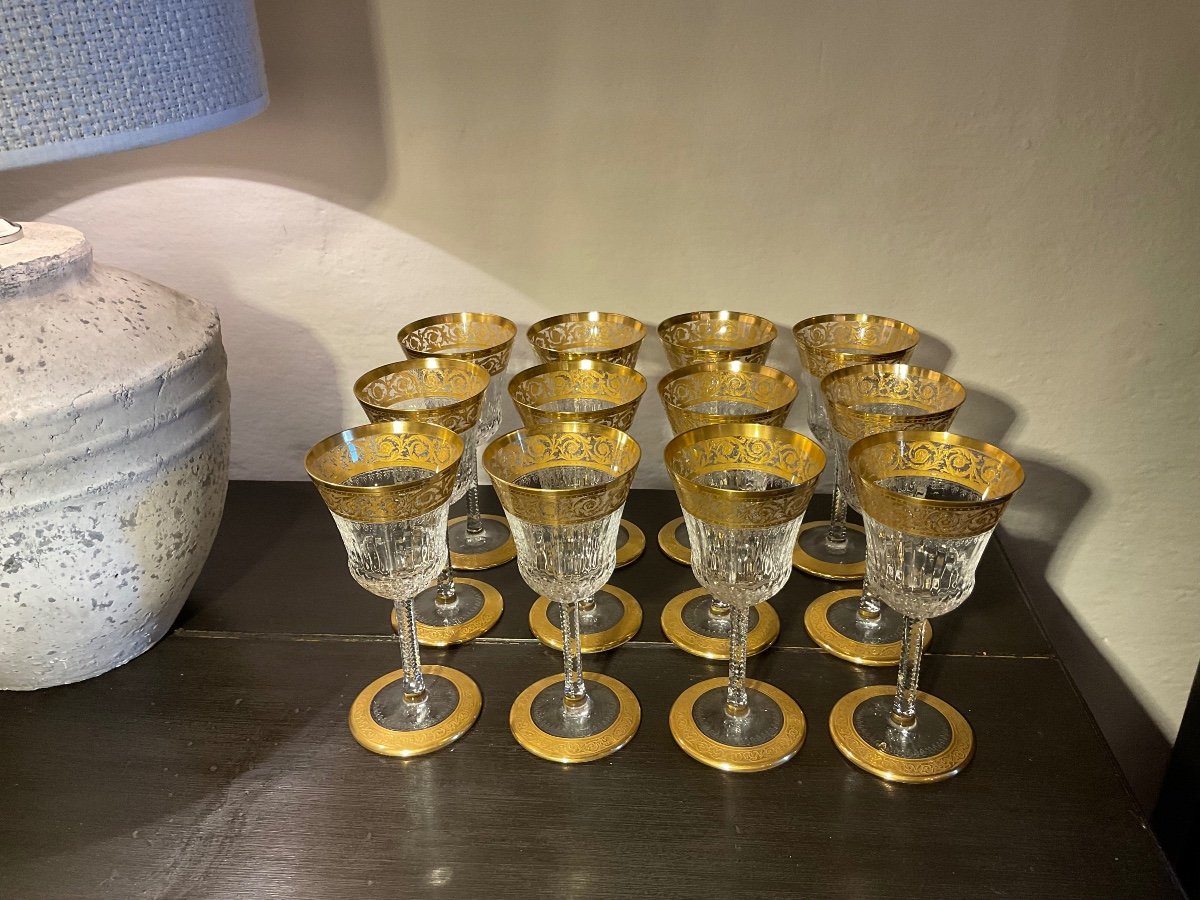 . Thistle Or. Saint Louis. 12 White Wine Glasses.-photo-2