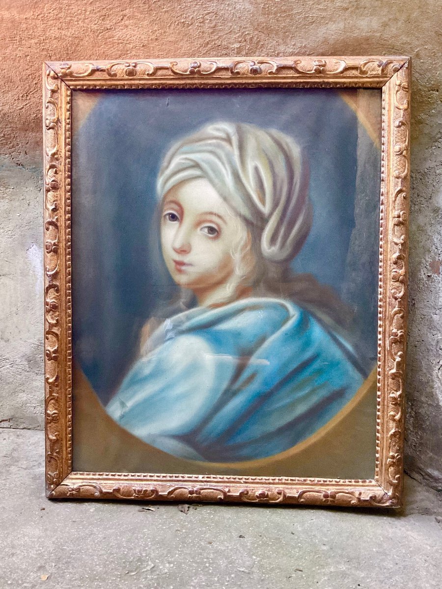 Pastel On Vellum From The  18th Century. .-photo-2