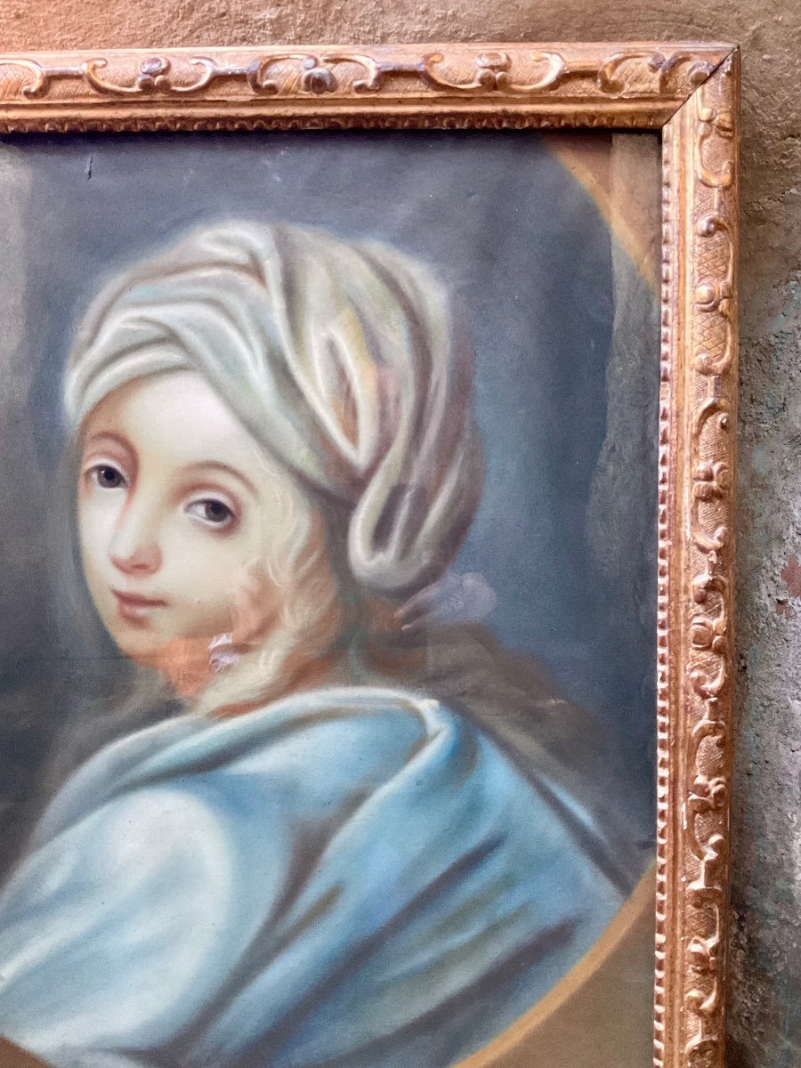 Pastel On Vellum From The  18th Century. .-photo-3