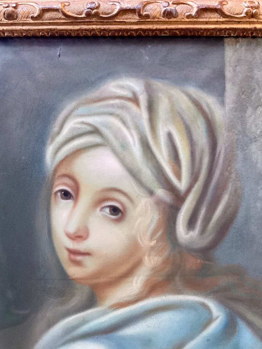 Pastel On Vellum From The  18th Century. .-photo-3