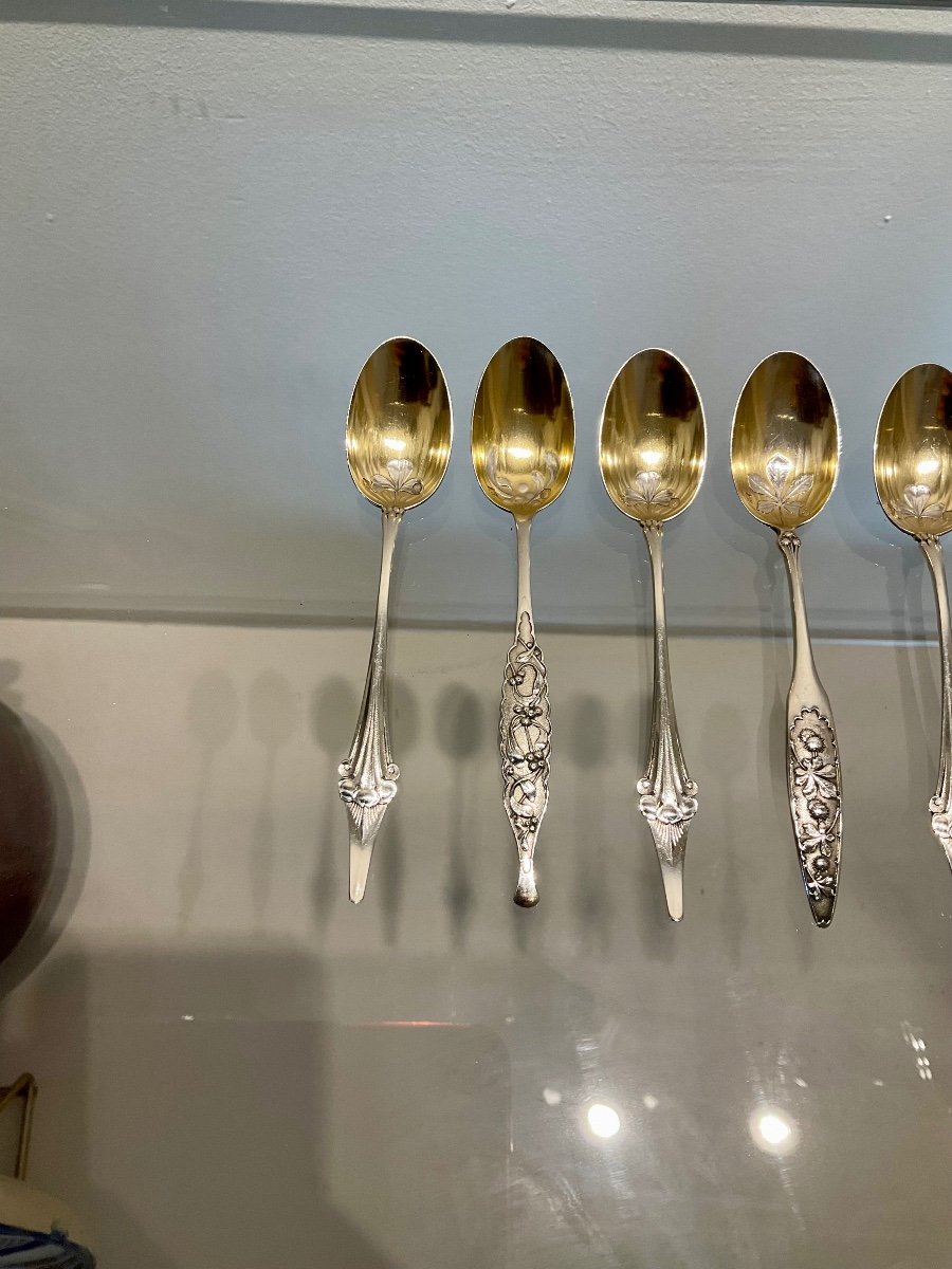 Amélie Cardeilhac. Rare Suite Of 6 Silver Tea Spoons.-photo-4