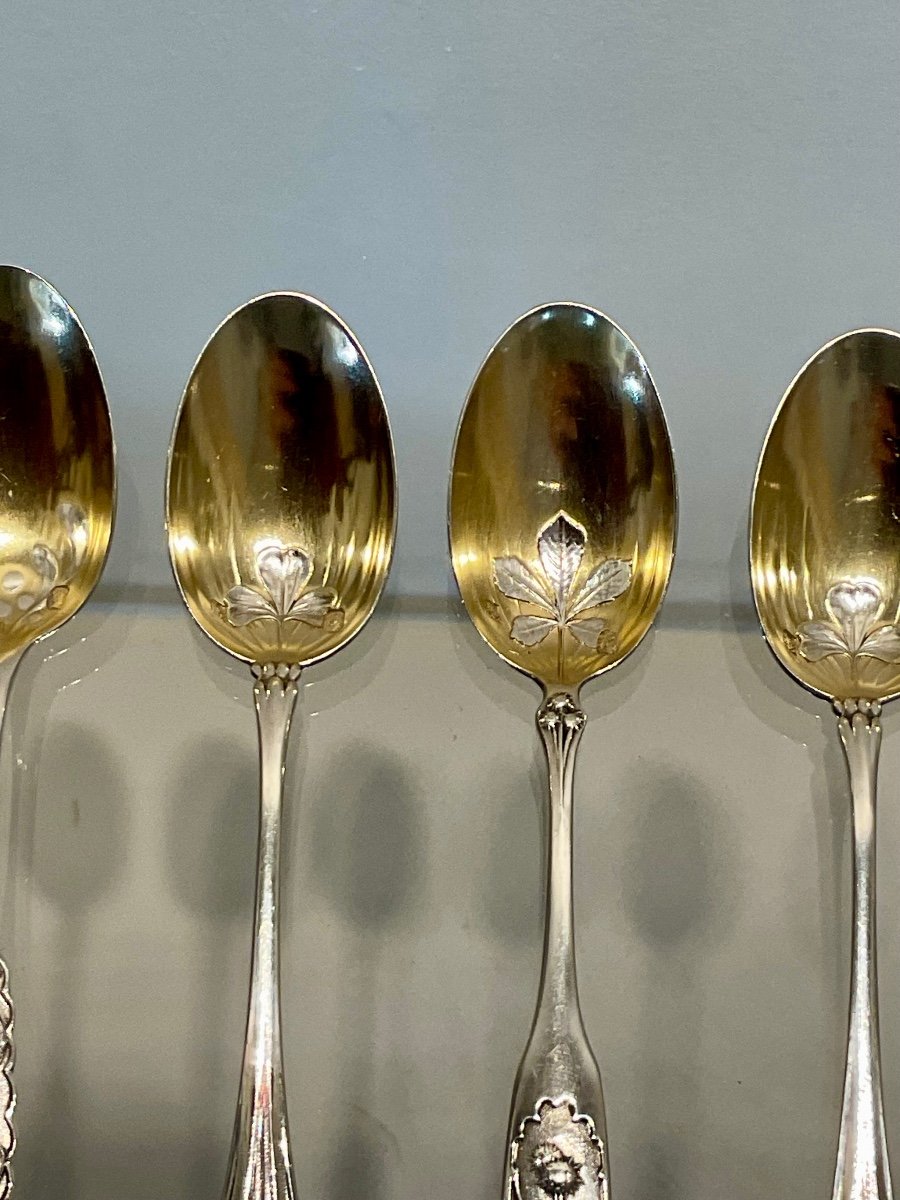 Amélie Cardeilhac. Rare Suite Of 6 Silver Tea Spoons.-photo-1