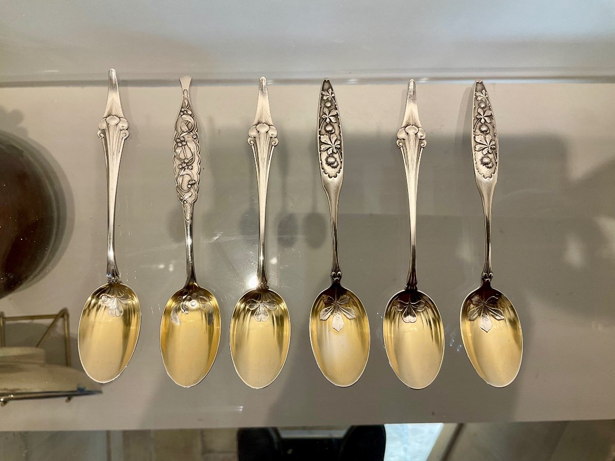 Amélie Cardeilhac. Rare Suite Of 6 Silver Tea Spoons.-photo-4