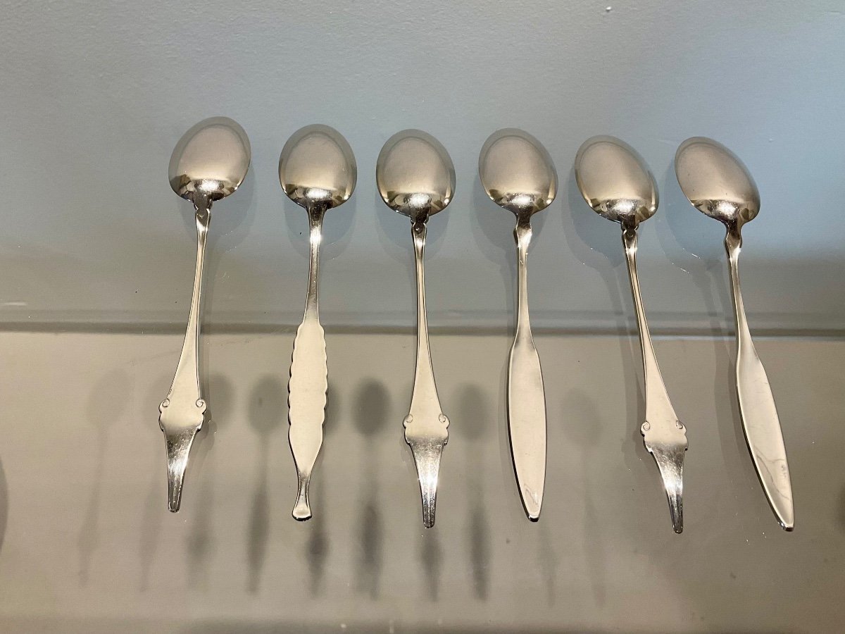 Amélie Cardeilhac. Rare Suite Of 6 Silver Tea Spoons.-photo-5