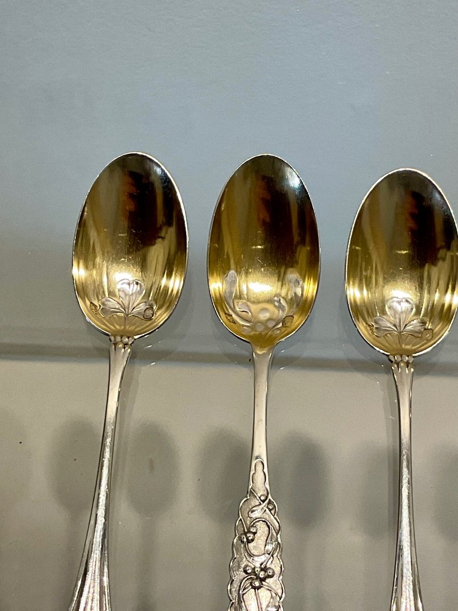 Amélie Cardeilhac. Rare Suite Of 6 Silver Tea Spoons.-photo-8