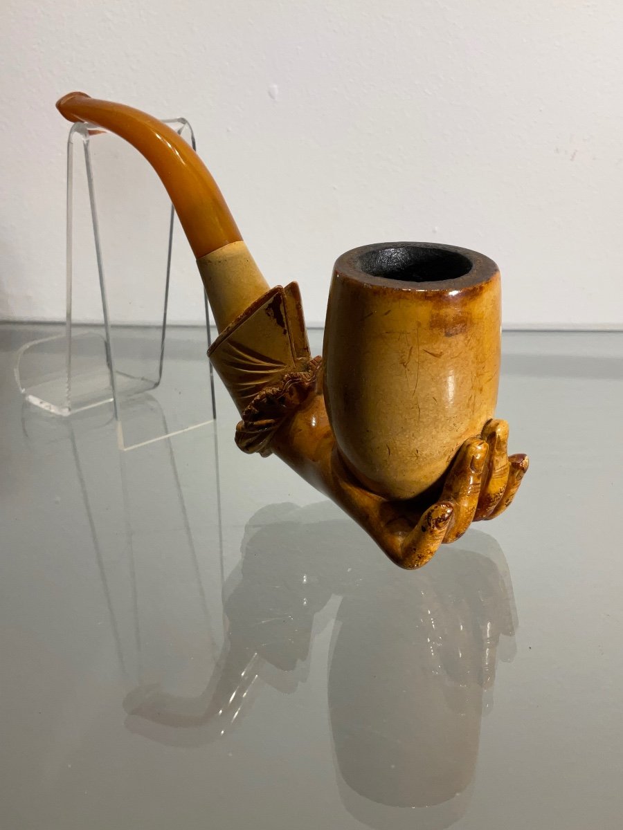 Meerschaum And Amber Pipe. 19th Century.-photo-8