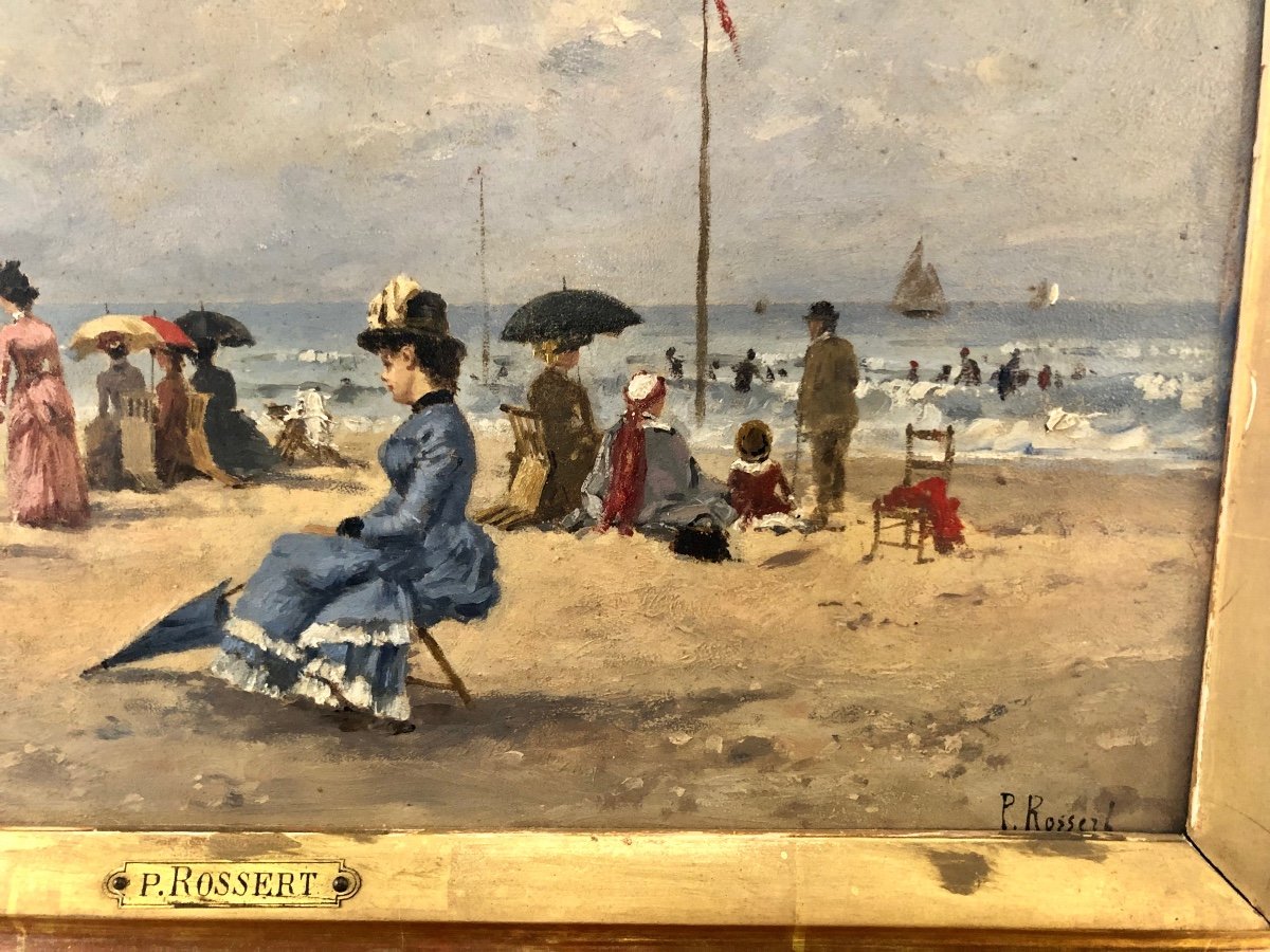 Tableau De Paul Rossert, élégantes à La Plage.-photo-2