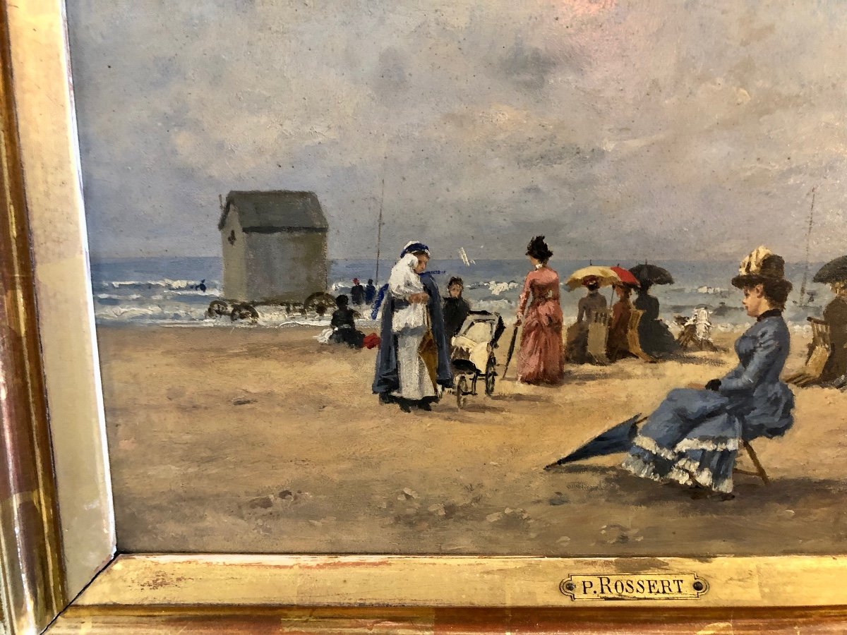 Tableau De Paul Rossert, élégantes à La Plage.-photo-3