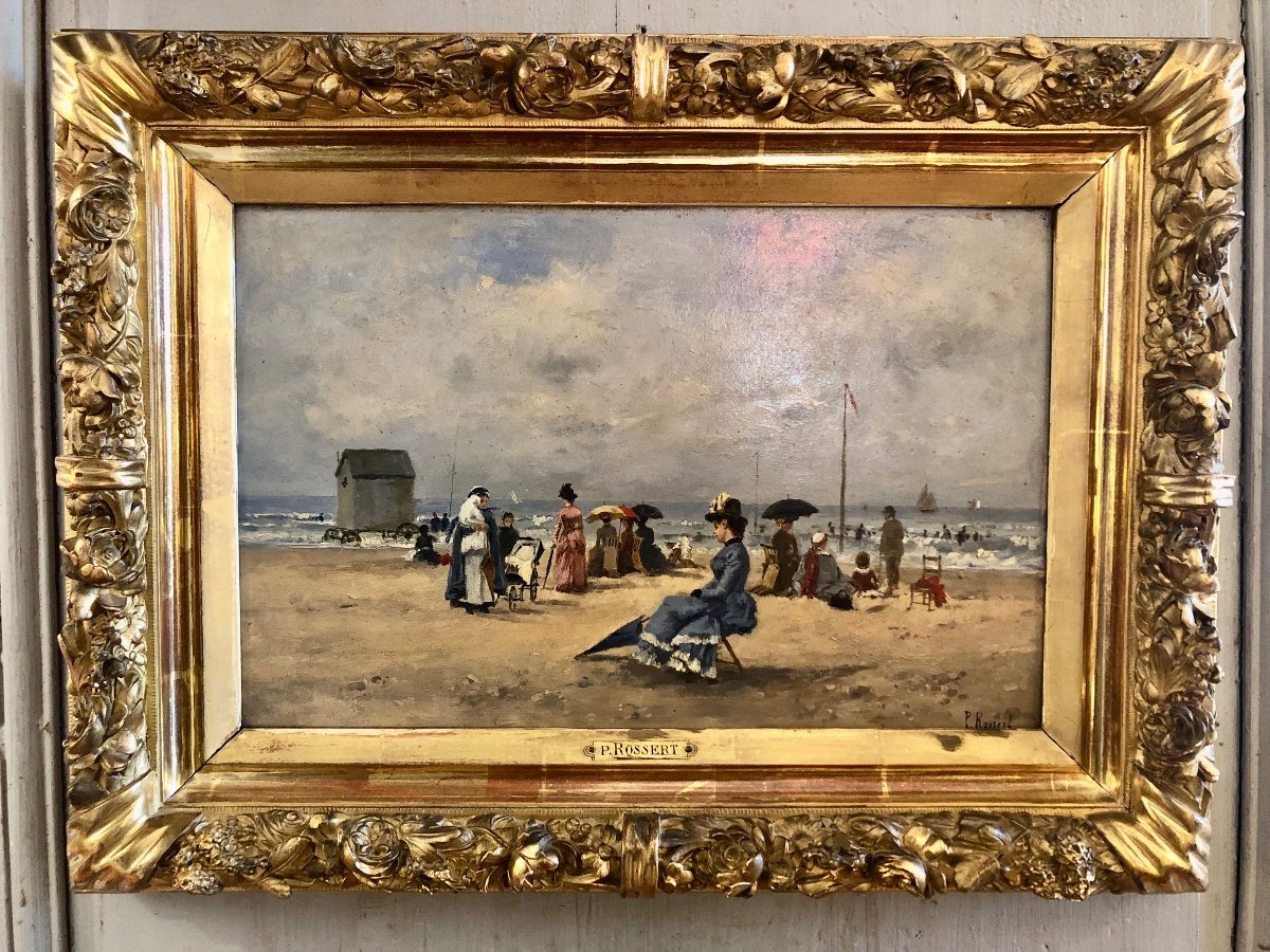 Tableau De Paul Rossert, élégantes à La Plage.